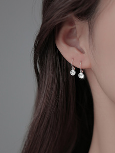 925纯银闪钻耳圈小众耳钉2021年新款 耳饰女 潮耳环夏季