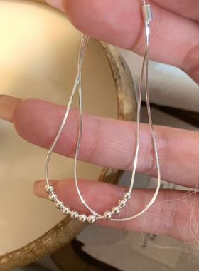 925银双层小圆珠蛇骨链手链女极简风ins小众时尚精致高级手饰