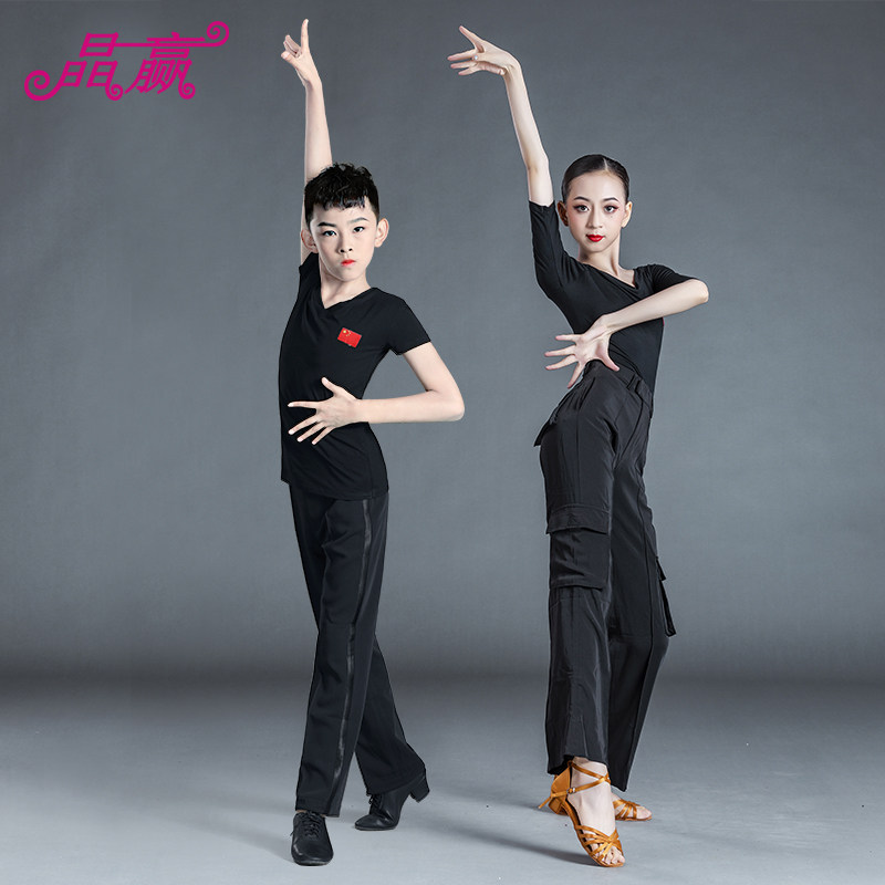 儿童拉丁舞服女童短袖上衣摩登舞上衣男童黑色国标舞拉丁舞练功服|msdalam kategori sukan/Yoga/kecergasan/bekalan peminat, Dance/Aerobik/Gymnastics, tarian Latin, Baju Tarian Latin - dari Buy2taobao.com untuk memberikan perkhidmatan ejen Taobao profesional membeli