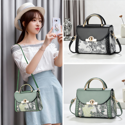复古印花手提包女2025新款