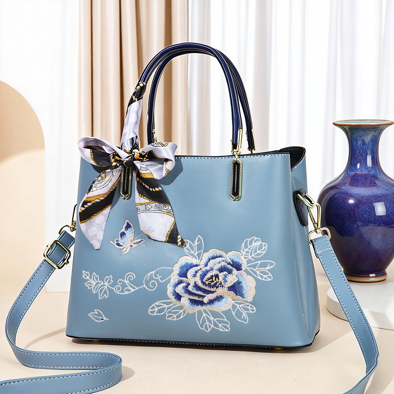 新中式刺绣托特包大容量