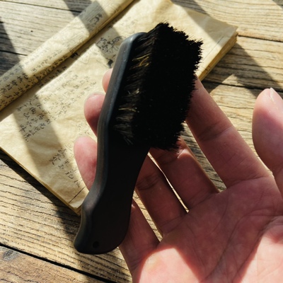 小凤尾迷你便携式文玩刷一级马鬃刷黑檀木柄包浆上色通用橄榄核上