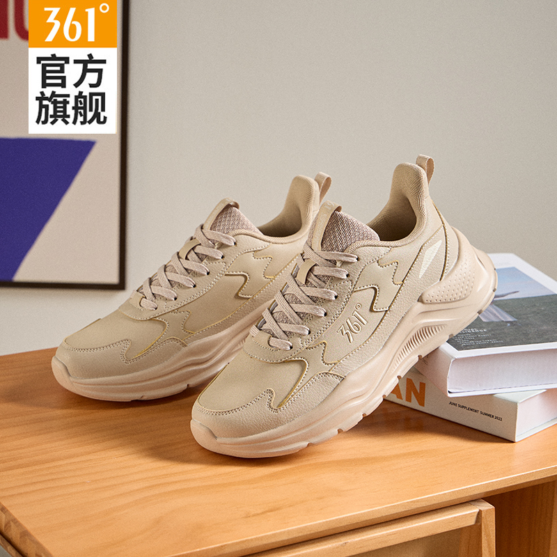 361°女鞋秋季老爹鞋皮面运动鞋