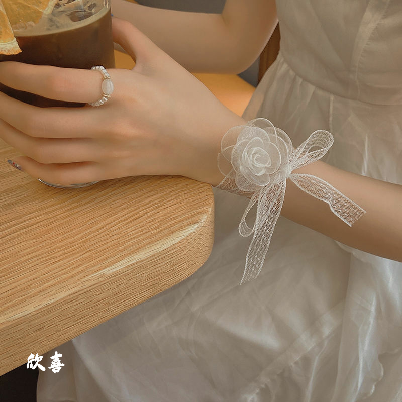 새로운 한국어 스타일 손목 꽃 신부 들러리 작은 신선한 슈퍼 요정 신부 자매 그룹 결혼식 손 꽃 웨딩 팔찌