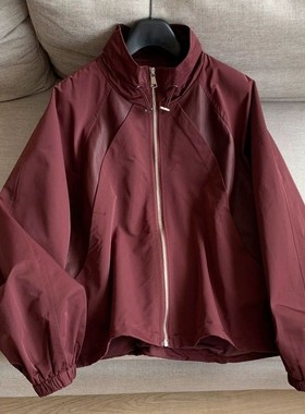 撤柜甩货拼接秋季安格垃红色学生女短款宽松休闲上冲锋衣外套风衣