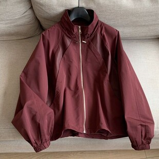 撤柜甩货拼接秋季安格垃红色学生女短款宽松休闲上冲锋衣外套风衣