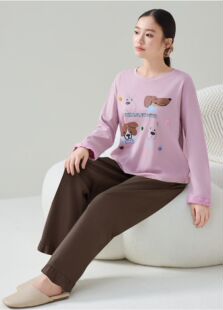 柔善2025年新款睡衣女春秋款长袖纯棉套装休闲宽松全棉家居服