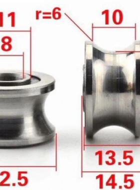 滚轮双列带槽轴承T型凹槽走导轨U型圆槽T22/U22 8*22.5*13.5*14.5