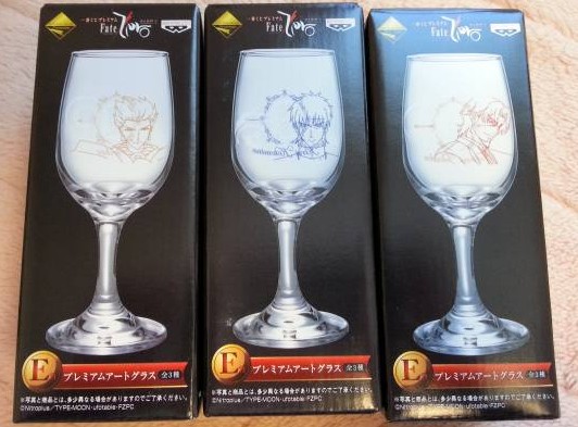 【现货】日版fate/zero 一番 E赏 玻璃高脚水杯 金闪闪绮礼红酒杯
