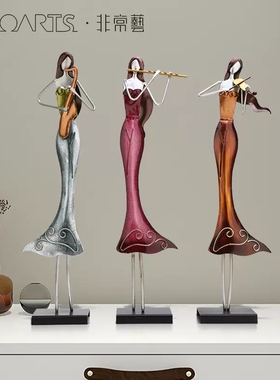 TOOARTS吹萨克斯拉女牛仔乐队芭蕾舞摆件工艺品摆件创意家居摆件