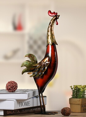 TOOARTS彩色铁皮公鸡工艺品摆件创意家居装饰样板房客厅摆件礼品A