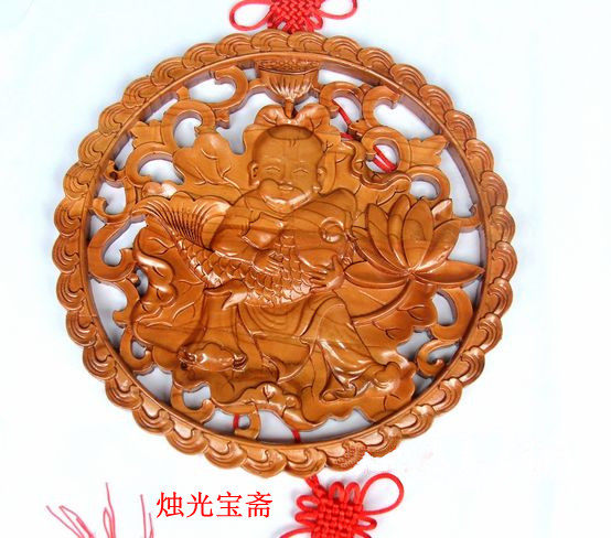 肥城桃木连年有余风水挂件连连有鱼挂盘莲年有鱼壁饰早生贵子墙饰