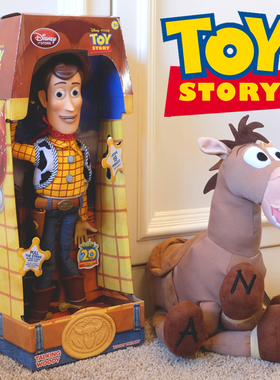 美国正版迪士尼玩具总动员4红心马伍迪发声玩偶Bullseye毛绒公仔