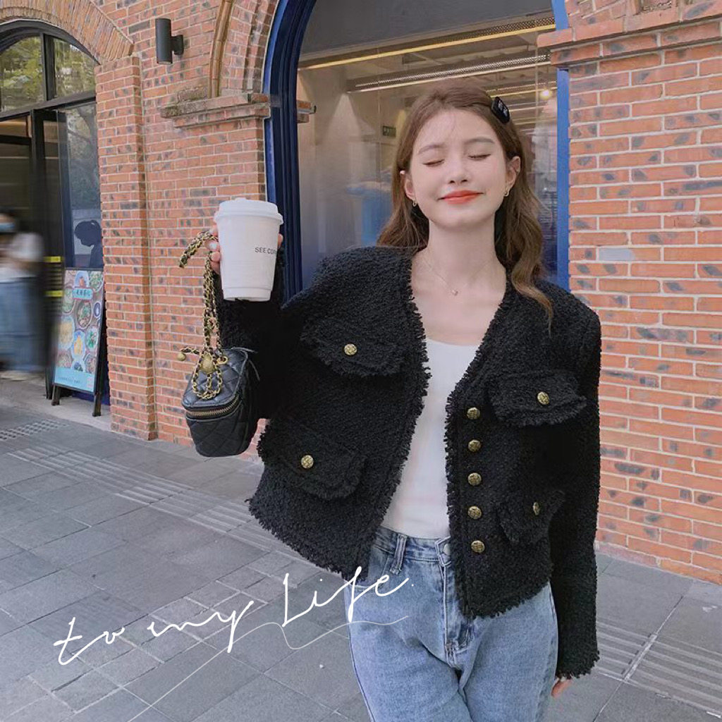 【秋冬款】现货现货含30毛小香风短款毛呢外套2249p135k188,女装毛呢外套,Mushroom