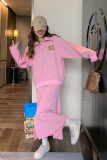 2024新款小个子卫衣裙女韩系学院风开叉半身裙宽松卫衣，女装卫衣/绒衫，Mushroom