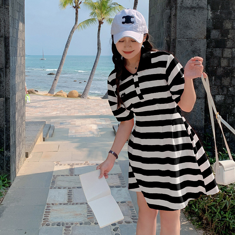 [新款款]出货中条纹翻领连衣裙2284p105k158,女装连衣裙,Mushroom