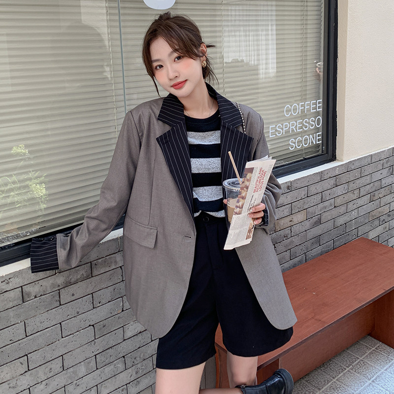 【秋季新款现货】版型，数据好拼接西装提供2245p115k168,女装西装,Mushroom