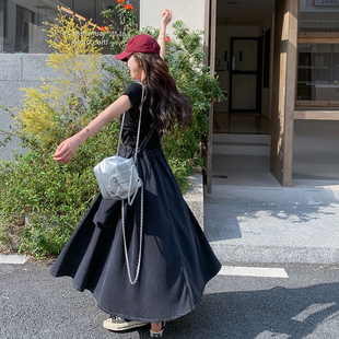 大货 P145K198 天丝大口袋牛仔大裙摆背带裙28009