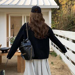 韩系chic黑色牛仔外套女春秋季2025新款高级感小个子休闲夹克上衣图片