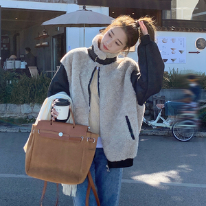 加厚羊羔毛外套女冬2024新款短款小个子立领休闲宽松炸街机车上衣
