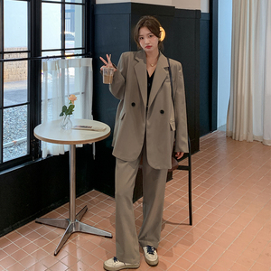设计感灰紫色小西装女春2025新款韩版休闲宽松职业西服图片
