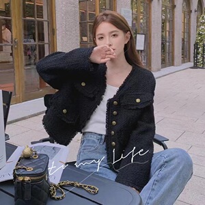 【秋冬款】现货现货 含30毛小香风短款毛呢外套2249p135k188图片