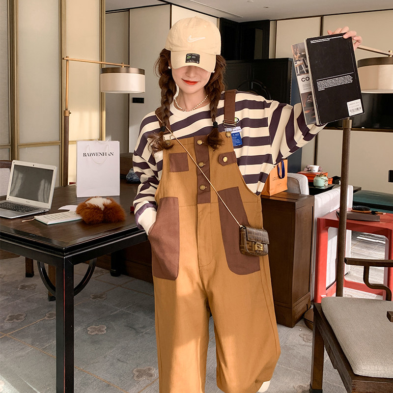 【春季新款】撞色背带裤p110k158一套装p185k238,女装连体裤,Mushroom