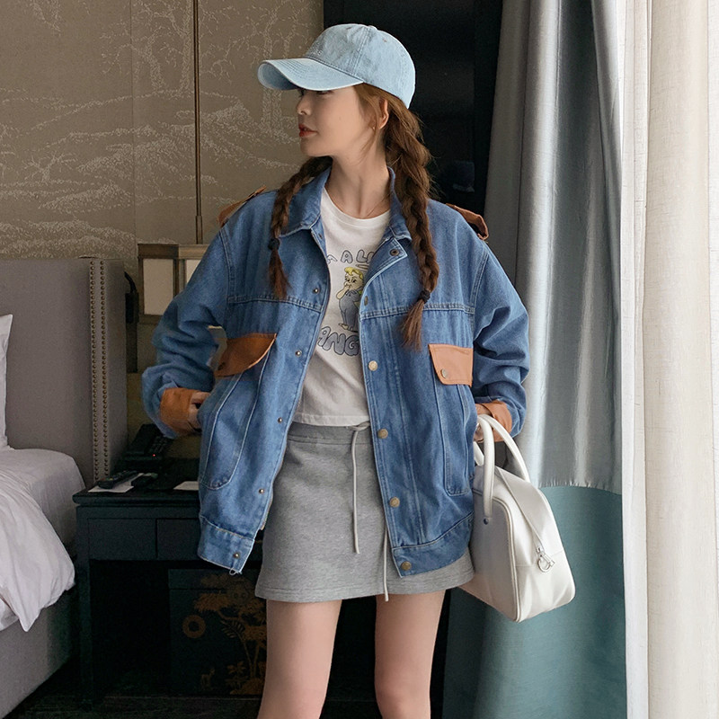 【新款】重工拼接牛仔外套2302-P140K198,女装短外套,Mushroom