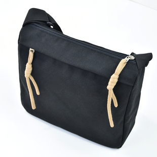 原创大容量全棉帆布斜挎包男女百搭单肩包骑行包黑色