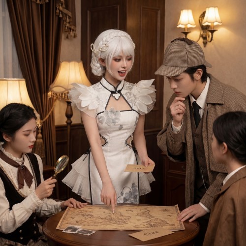 舞台装复古欧式服装女夏季新款白色泡泡袖镂空连衣裙cosplay套装