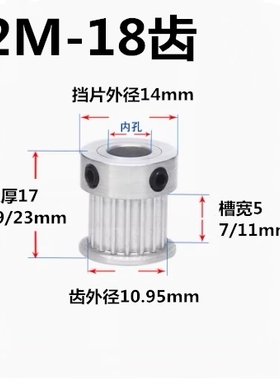 S2M18齿同步皮带轮 槽宽5/7/11 K型 铝合金氧化18S2M060-K-P4