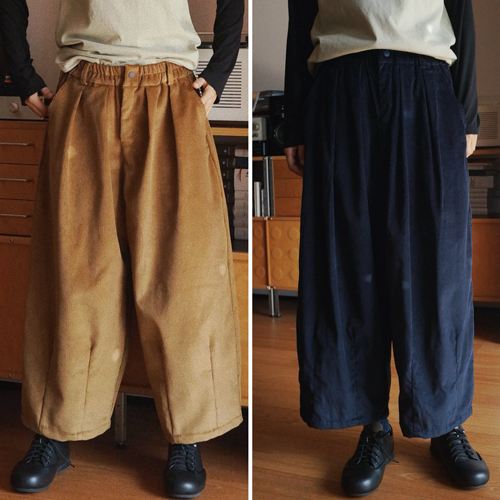 自然腰中性时舟灯芯绒廓形灯笼裤