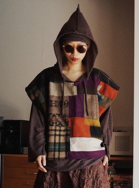 【时舟】粗裁边拼布羊毛呢 手工限量制作 中性款 冬季保暖马甲