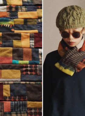 【时舟】多色进口羊毛羊绒呢 单扣款 夹棉拼布保暖脖套围巾围脖