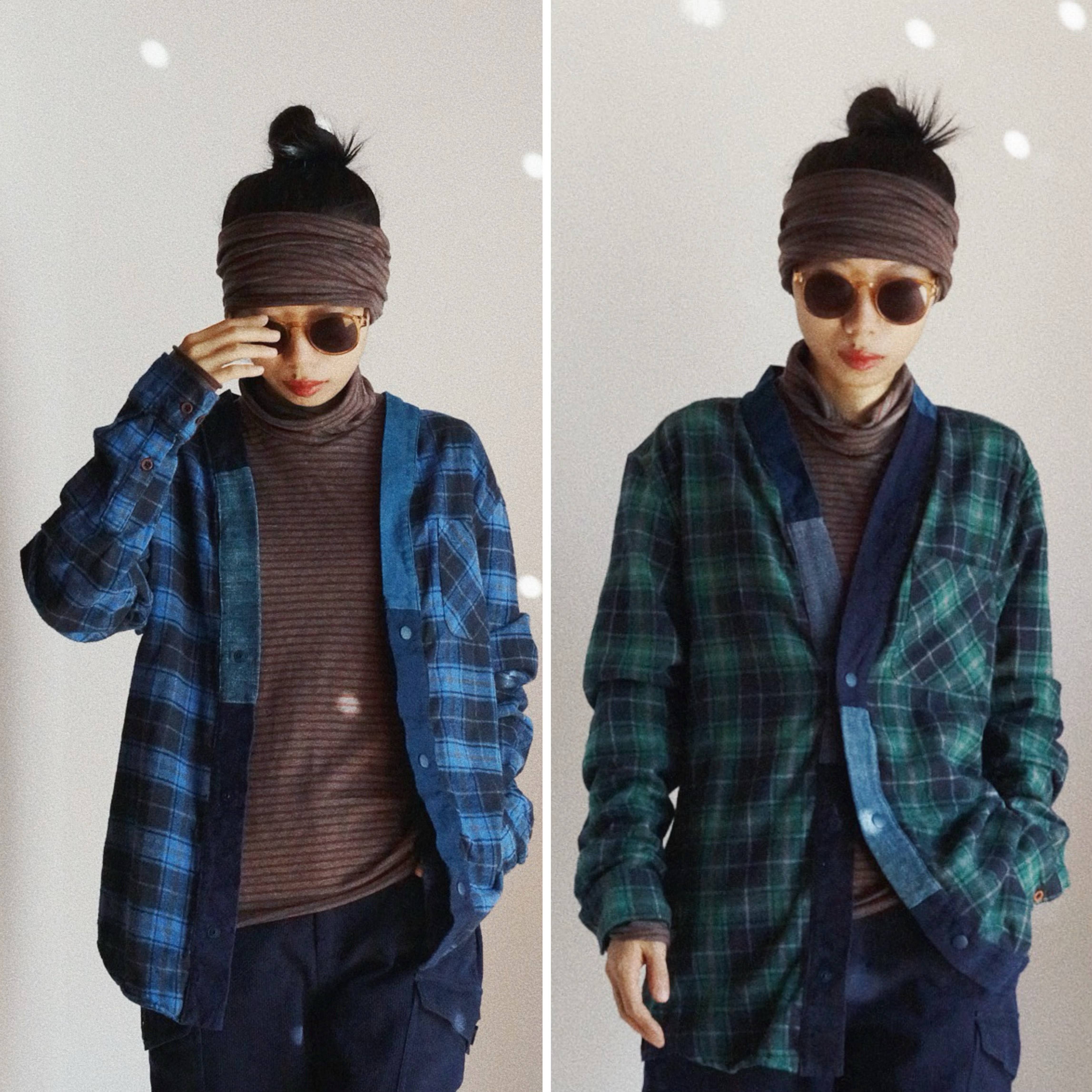 时舟中性古布拼布长袖磨毛棉