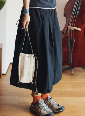 【时舟】传统手工织布 厚实麻面料 背带可调节手机包单肩斜挎背包