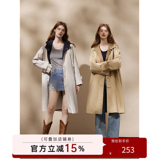 猫酱紫 正反两穿miu系廓形长短款风衣女设计感小众气质高级感外套