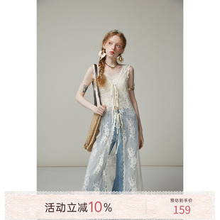 猫酱紫 蕾丝叠穿罩裙女波西米亚设计感连衣裙两件套