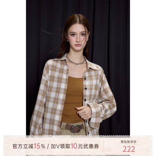 猫酱紫美式复古格纹衬衫女夏季/针织吊带/辣妹短裤