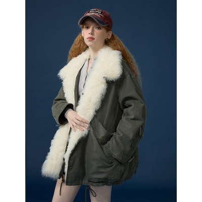 猫酱紫派克鹅绒服女设计感小众高级质感中长款羽绒服