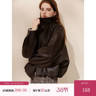 猫酱紫金属丝质感机车pu夹克/撞色针织背心/豹纹半身裙