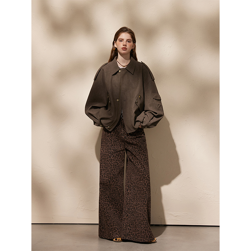 猫酱紫 仿鹿皮夹克/猎装工装外套