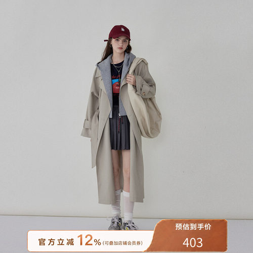 猫酱紫假两件风衣外套女