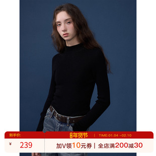 猫酱紫 德国进口扬子纱无缝一体针织衫女秋冬100绵羊毛可机洗打底