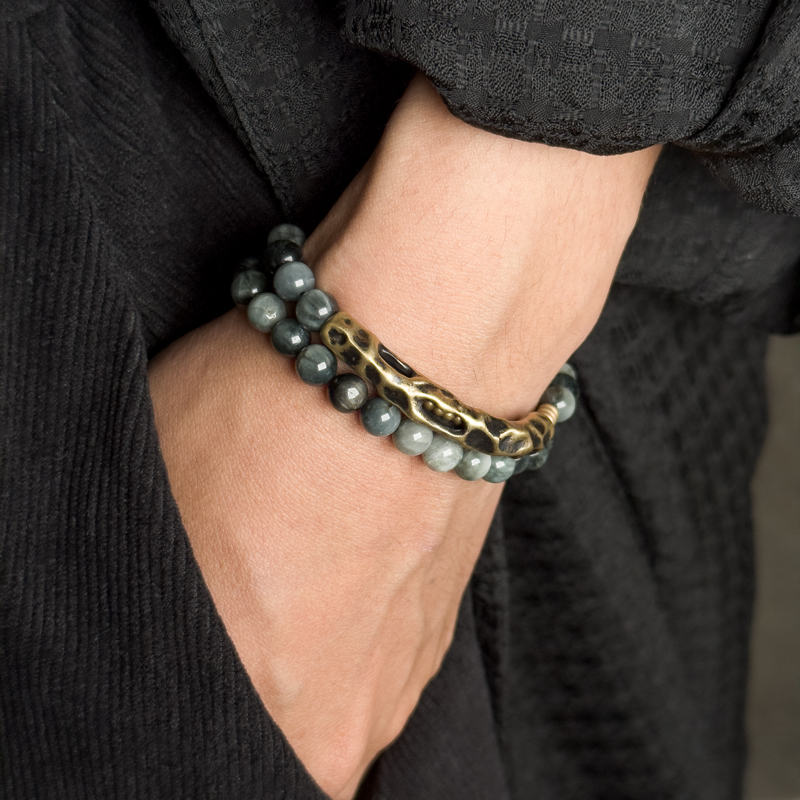 卓岸林原创复古鹰眼石双层手链中性 个性多圈石珠子手串 百搭饰品,饰品/流行首饰/时尚饰品新,手链,淘宝优惠券,粉丝福利购,淘宝优惠卷