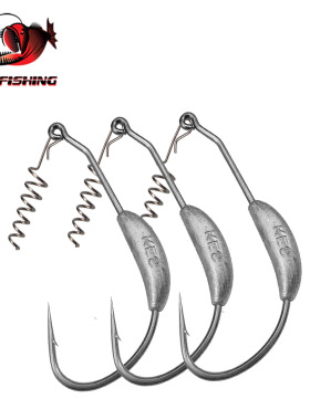 ESFISHING高端软饵带铅曲柄钩弹簧5个3.5克10克26克防挂底铅鱼钩