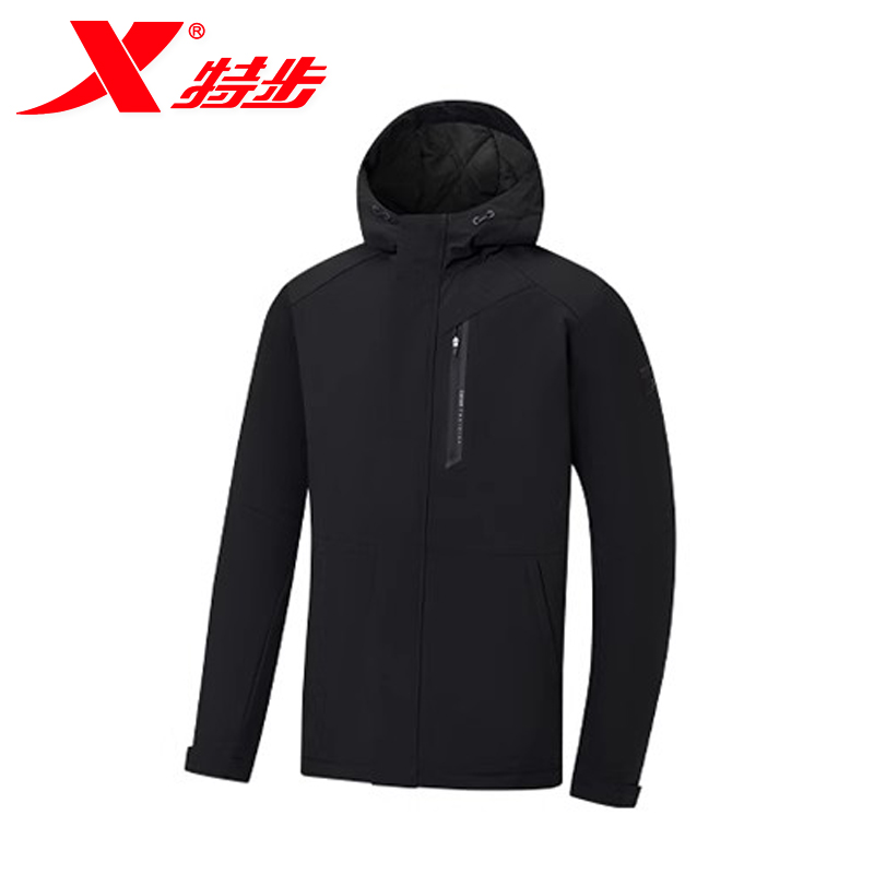 2025新款xtep特步防风外套风衣男装 中年夹克上衣连帽休闲运动装