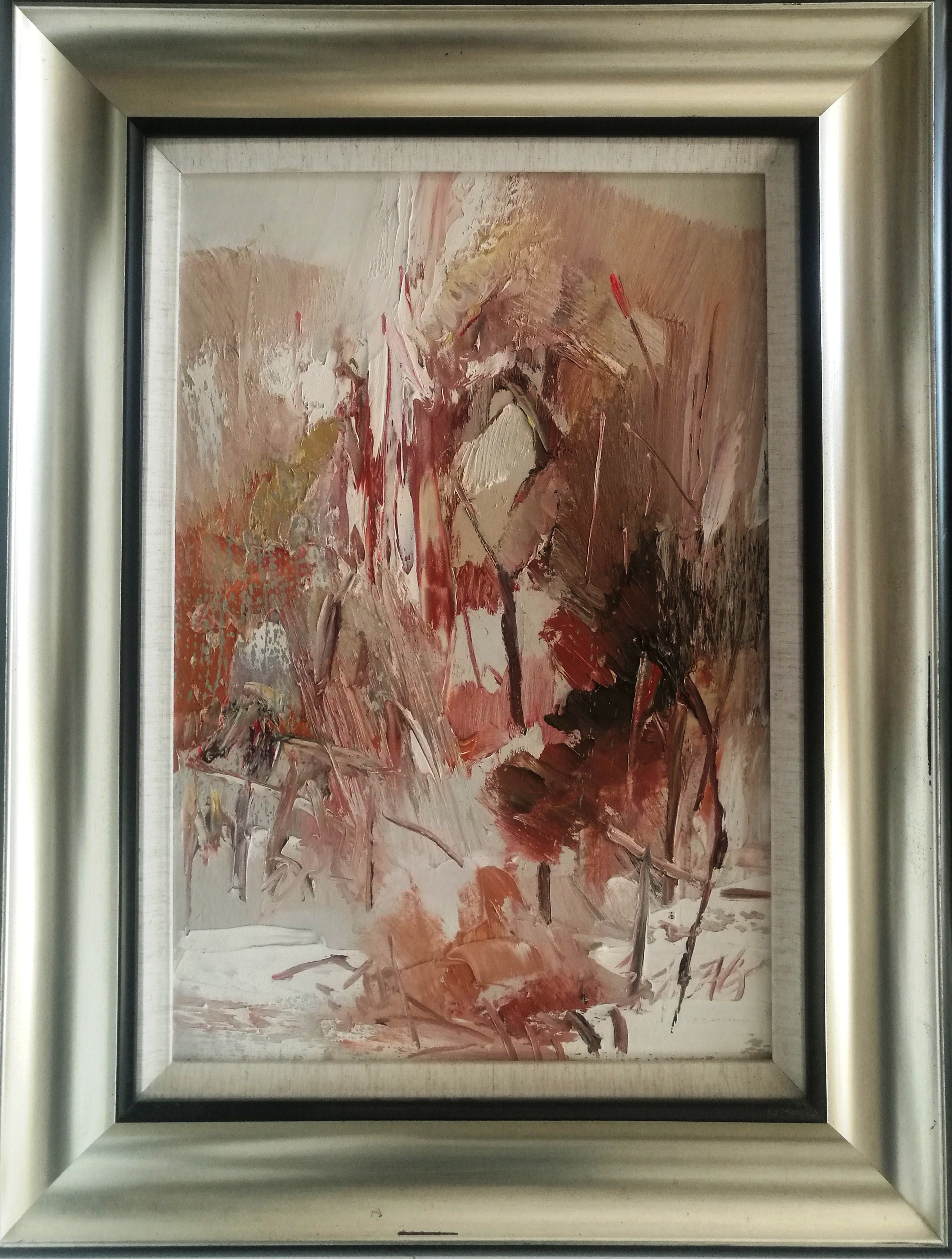 中国荷,年度油画家王柏松中式意象抽象写意花卉油画,山水花鸟油画