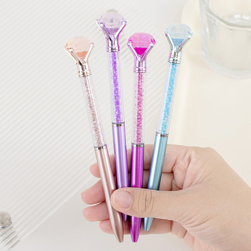 韩国创意仿金属大钻石流沙圆珠笔学生文具六一期末奖品礼品礼物