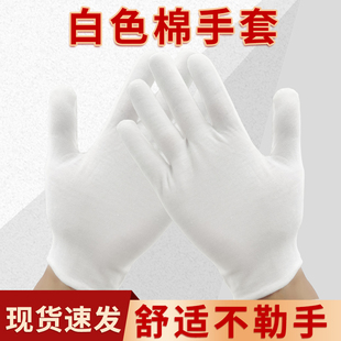 白手套礼仪男女加厚款 棉布升旗文玩盘玩汗布手套工作司机开车作业